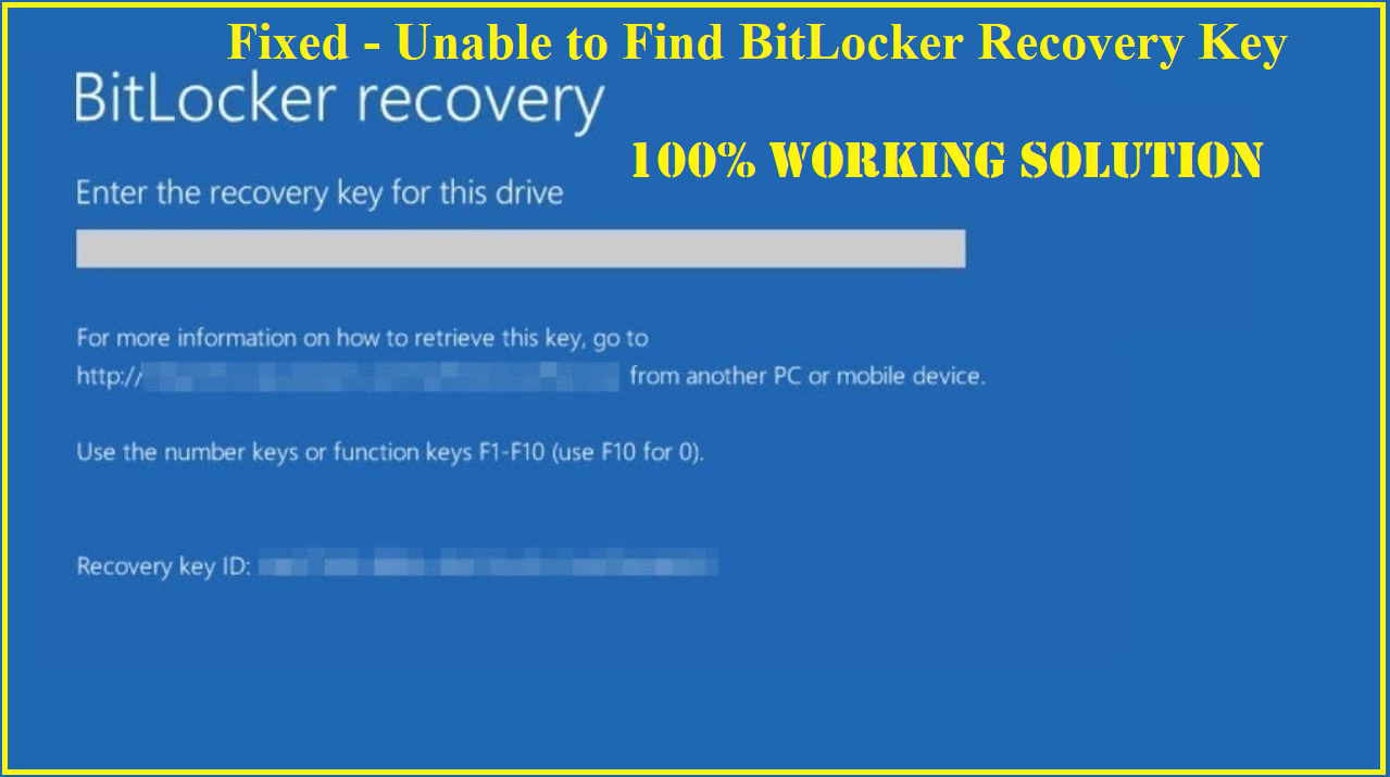 Unable To Find BitLocker Recovery Key